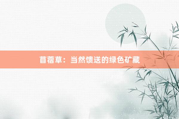 苜蓿草：当然馈送的绿色矿藏